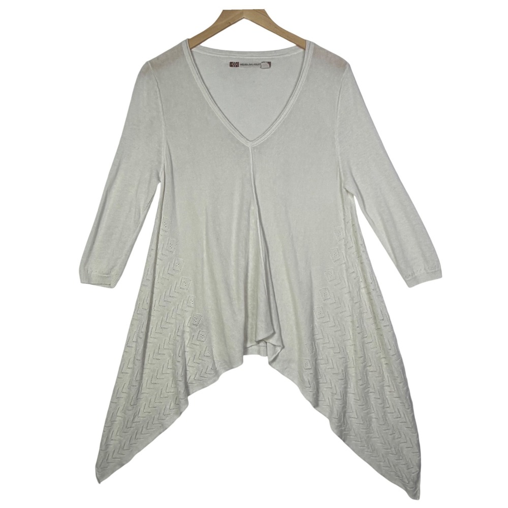 Chelsea &‎ Violet Womens Size Large Ivory Linen Blend Asymmetrical Tunic Boho